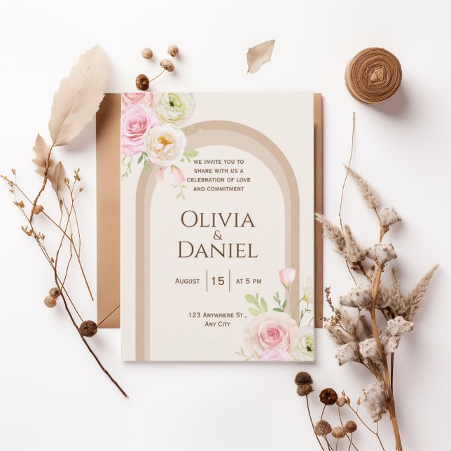Elegant Blush Floral Arch Wedding Invitation (Créateur téléchargé)