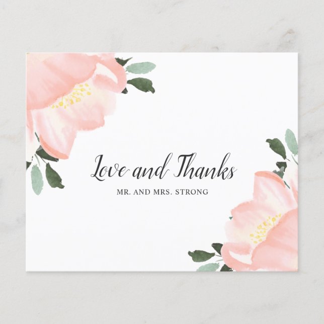 Élégant Blush Floral Budget Mariage Carte de remer (Devant)