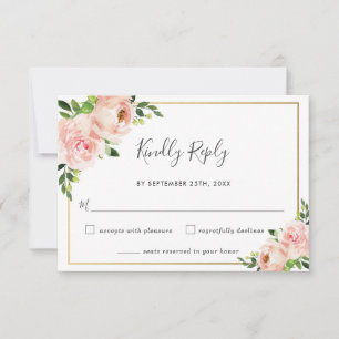 Elégant Blush Floral Greenery Wedding Carte RSVP