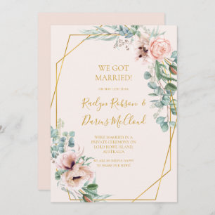 Élégant Blush Floral Pastel Elopement Faire-part