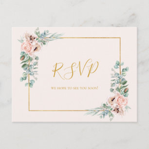 Elégant Blush Floral Pastel Menu Choice Carte RSVP
