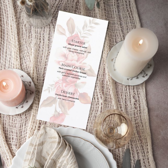 Elegant Blush Floral Wedding Menu Card (Créateur téléchargé)