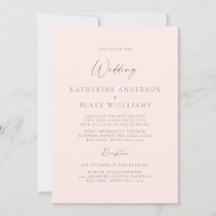 Élégant Blush Formal Church Faire-part de mariage