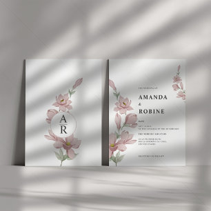 Élégant Blush Magnolia Faire-part de mariage