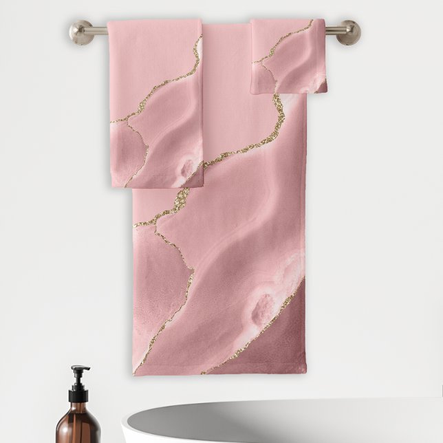 Elegant Blush Pink Agate Gold Glitter (Créateur téléchargé)