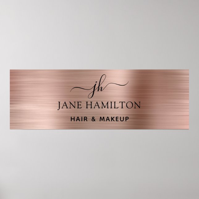 Elegant Blush Pink Brushed Metal Business Poster (Devant)