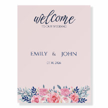 Elegant Blush Pink Dusty Blue Floral Wedding Welco