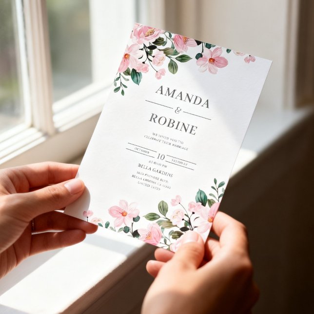 Elegant Blush Pink Floral Wedding Invitation (Créateur téléchargé)