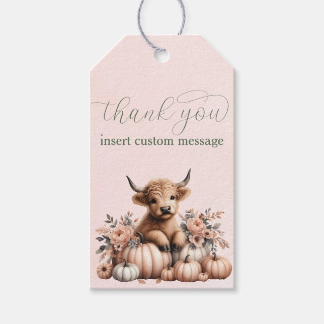 Elegant Blush Pink Highland vache merci étiquette  (Devant)