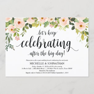 Elégant Blush Post Mariage Brunch Invitation Card
