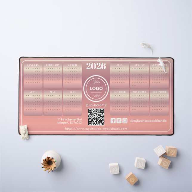 Élégant Blush promotionnel Business 2026 Calendrie (Tableau pour enfants)