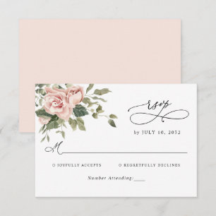 Elégant Blush Rose Floral Mariage botanique RSVP