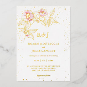 Élégant Blush rose Floral Mariage Foil Invitation