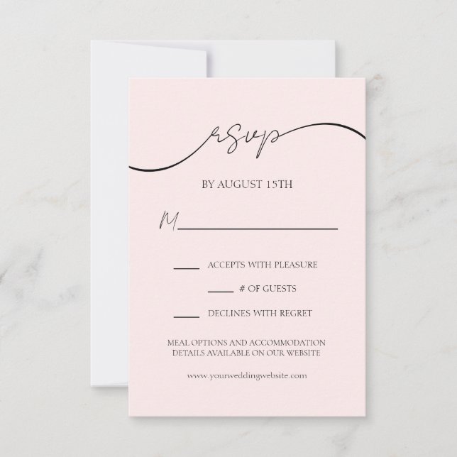 Elégant Blush rose moderne Script mariage carte RS (Devant)