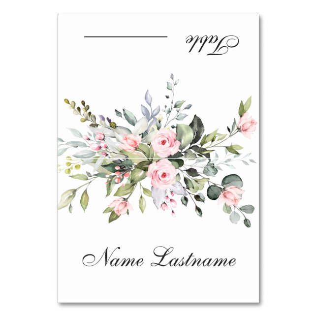 Elégant Blush Roses Eucalyptus Mariage carte d'esc (Par défaut)
