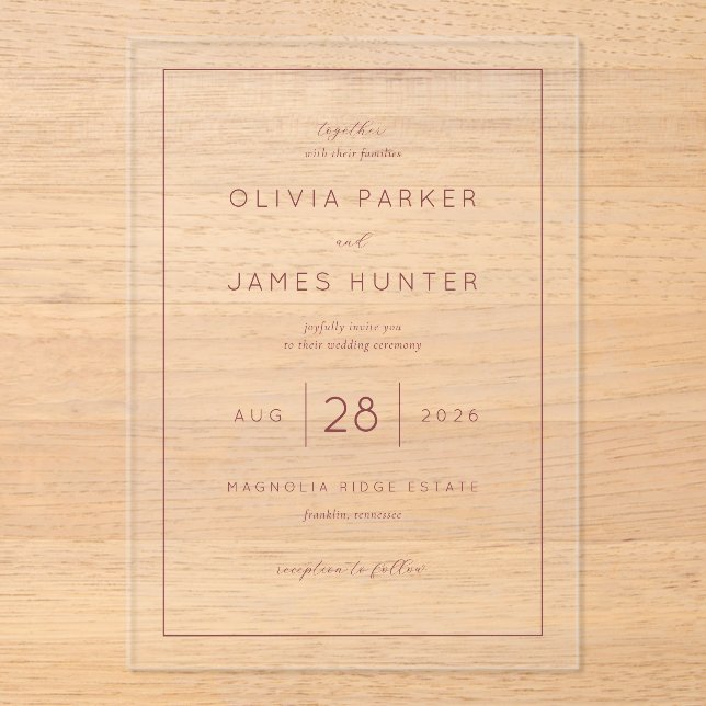 Elegant Blush Wedding Invitation (Recto)