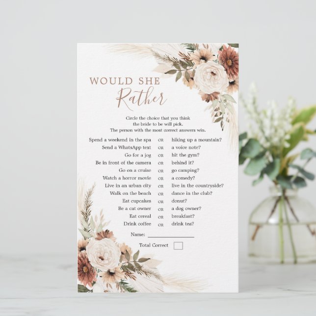 Élégant Boho Beige Pampas Grass Elle Plairait (Debout devant)