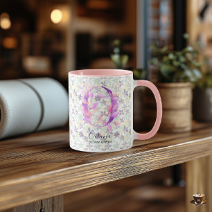 Elégant Boho Chic Floral Monogram Mug - O