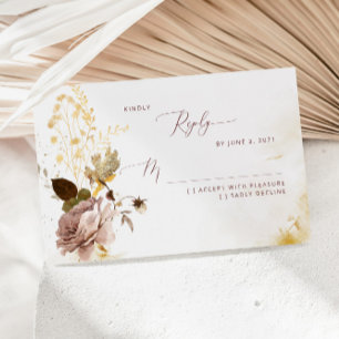 Elégant boho chute feuille d'or mariage RSVP carte