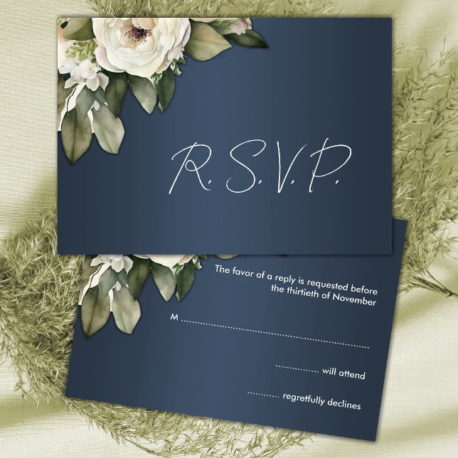 Elégant Boho Dusty Blue et mariage Rose RSVP (Créateur téléchargé)