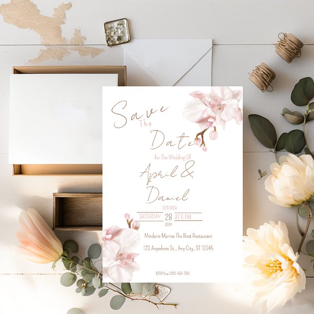 Élégant Boho Faire-Part de Date de Mariage Orchidé (Créateur téléchargé)