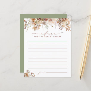 Elegant Boho Fall Floral Baby shower carte conseil