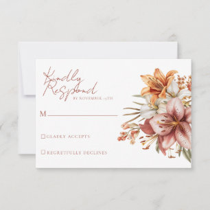 Elégant Boho Fall Floral Wedding Cartes RSVP