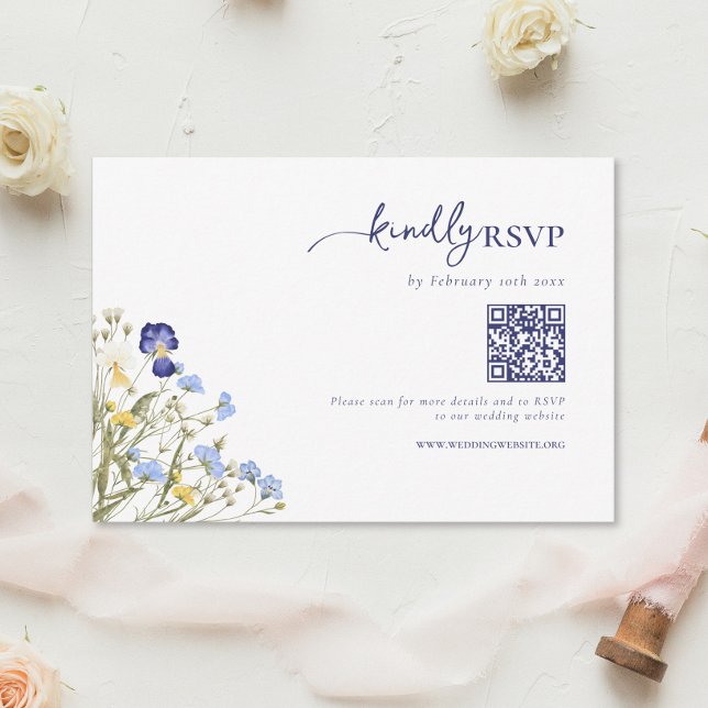 Elegant Boho Fleur sauvage code QR Mariage RSVP (Créateur téléchargé)