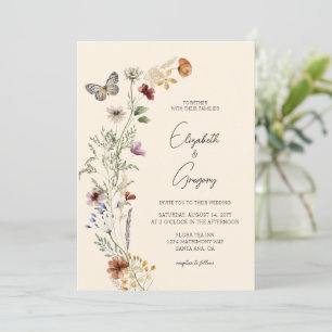Elegant Boho Fleur sauvage Faire-part de mariage