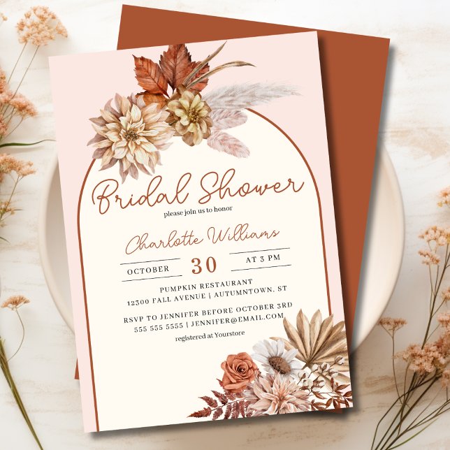 Elégant Boho Floral Bridal Shower Invitation (Elegant Boho Floral Bridal Shower Invitation)