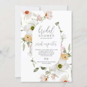 Elégant Boho Floral Bridal Shower Invitation