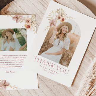 Élégant Boho Floral | Carte de remerciements de di