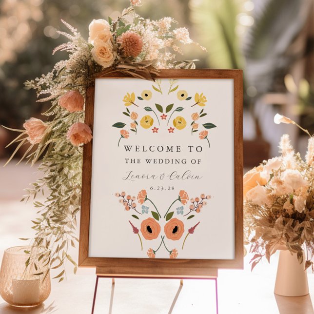 Elégant Boho Floral Mariage Affiche de bienvenue (Créateur téléchargé)