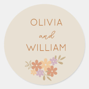 Élégant Boho Floral Mariage autocollant