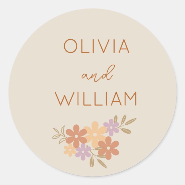Élégant Boho Floral Mariage autocollant (Devant)