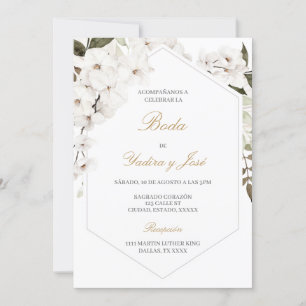 Elégant boho floral mariage espagnol Invitation