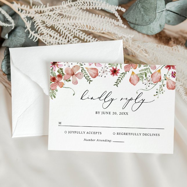 Elégant Boho Floral Wedding Carte RSVP (Créateur téléchargé)