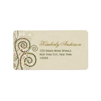 Elégant Boho Green Spirals Mariages Étiquettes de