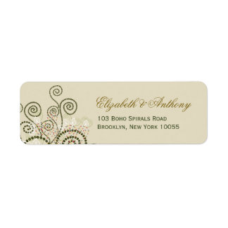 Elégant Boho Green Spirals Mariages Étiquettes de