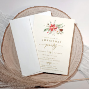 Elégant Boho Noël Fête Invitation Crème Or