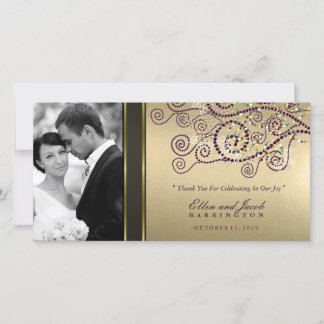 Elégant Boho pourpre spirales or Mariage Merci