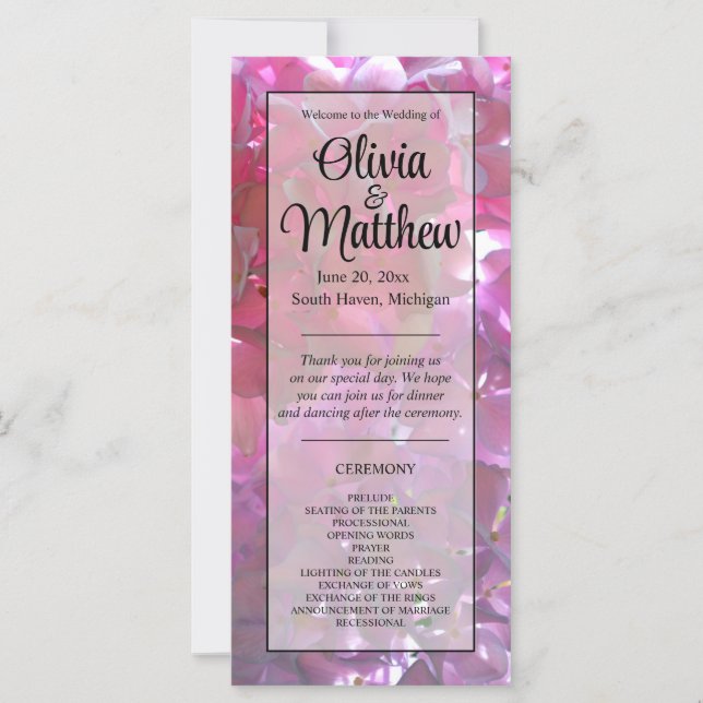 Élégant boho rose florales fleurs hydrangées (Devant)