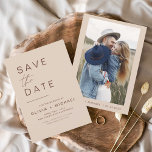 Elegant Boho Save the Date Photo Minimaliste<br><div class="desc">Mariage Boho Terracotta Enregistrer les cartes de dates qui ont une photo sur le devant. Les cartes Save the Date contiennent une typographie de script moderne,  lettrée à la main,  qui sont élégantes,  simples et modernes à utiliser après que vous minimaliste simple célébration de mariage.</div>