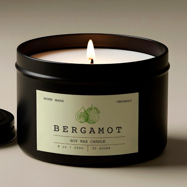 Elégant Boho Soft Green Bergamot Étiquettes (Elegant Boho Soft Green Bergamot Candle Labels)