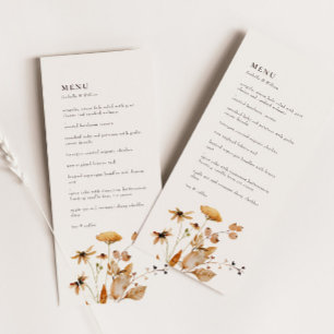 Elégant bois moderne automne Mariage Floral Menu