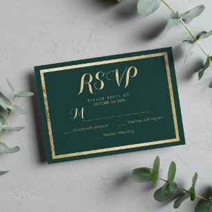 Elégant bois moderne vert faux or RSVP