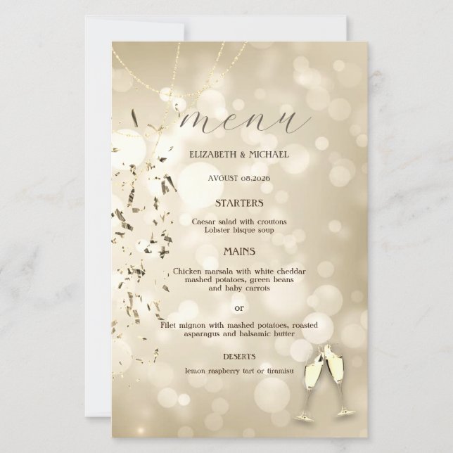 Elegant Bokeh,Confetti Wine Glasses Wedding (Devant)