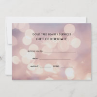 Élégant Bokeh rose subtil | Certificat cadeau