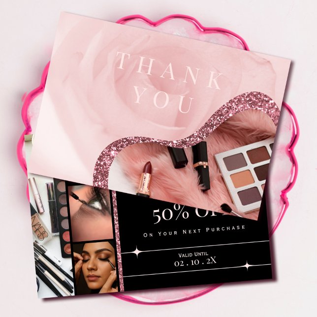 Élégant bon cadeau Rose Gold | Carte de réduction (Elegant Rose Gold Gift Voucher | Discount Card #zazzlemade #thankyoucard #giftcertificate #voucher)