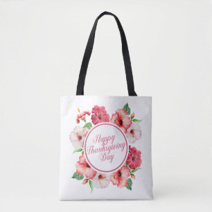 Élégant Bon thanksgiving floral  Sac fourre-tout
